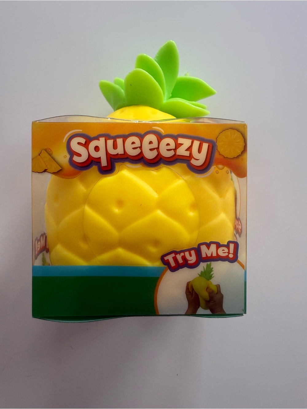 NEW Squeezy Pineapple Squishy Toy - Yellow & Green